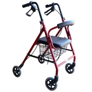 Andador 4 ruedas, asiento y canasto